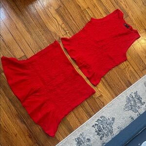 ASOS Vibrant Red Textured Skirt Set